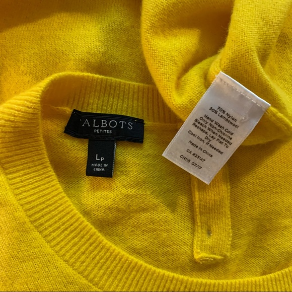 Talbots Yellow Crewneck Sweater w/ Lambs Wool LP - Picture 7 of 7